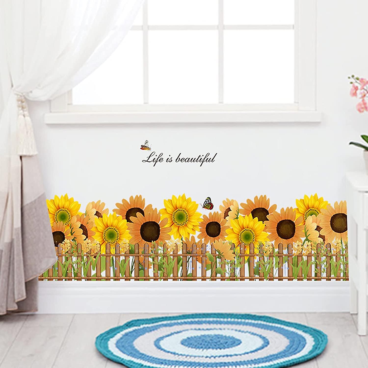 ZCtron 2 Sheets Tropical Plants Sunflower Wall Corner Stickers ...